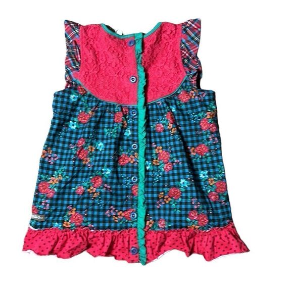 Matilda Jane boughs of Holly tunic top gingham ruffle floral prairiecore new 14 - Picture 7 of 7